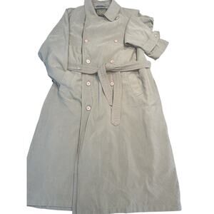 Vntg Chaps Ralph Lauren Mens 44R Army Green Trench Coat Zip in Wool Lining
